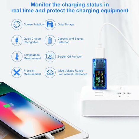 Testeur USB PD3.1, jauge 0~50V 0~12A PD QC, multimètre USB, compteur de puissance USB, compteur de courant, courbe de charge de tension pouvant être affichée Testeur USB PD3.1, jauge 0~50V 0~12A PD QC, multimètre USB, compteur de puissance USB, compteur de courant, courbe de charge de tension pouvant être affichée
