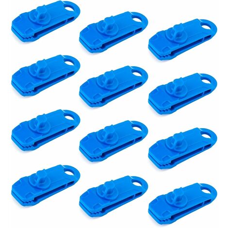 12 Pèces Lot de Clips de Verrouillage Clips de Bâche Sécurise Multifonctions pour Activités Camping Canopy (Bleu) (1/5)