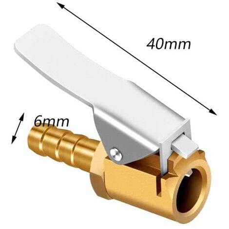2pcs 6mm Mandrin Pneu Clip Air Gonfleur Pompe Adaptateur pour Véhicule