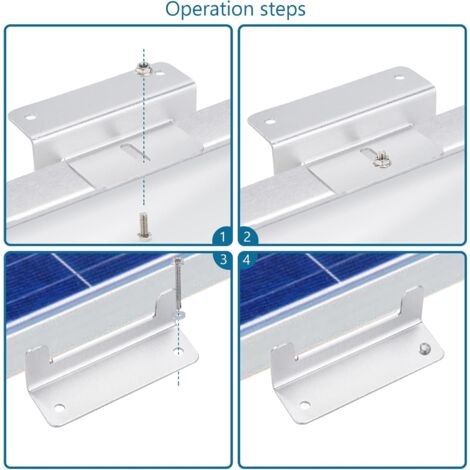 Fixation Panneau Solaire Support de Montage en Alliage d'aluminium avec Vis et Écrous pour Camping Car Bateau Toits 4 Pièces