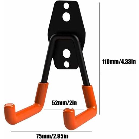 4 Crochets De Garage FIPPY En Acier - Revêtement Antidérapant - Pour Outils, Vélos, Échelles