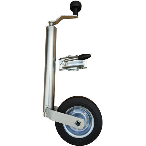 Volant avec fourche diamètre 48mm + flasque remorque, roue jockey classique pour remorque (1/5)