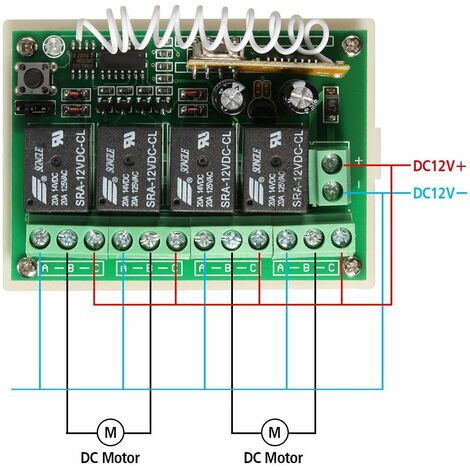 Interrupteur Télécommandé 4 Canaux 433Mhz - 12V/24V/36V DC 10A - Kit émetteur/récepteur Neuf