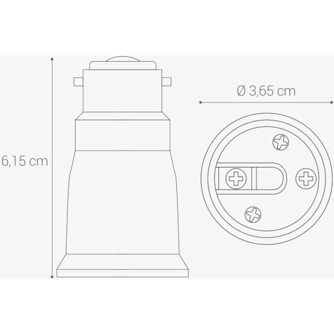 4x adaptateur de douille - Convertisseur douilles B22 vers E27 - Adaptateur de support de lampe culot baïonnette pour ampoule LED halogène