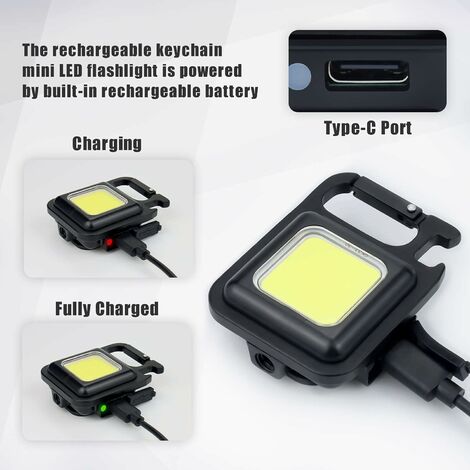 Lot de 4 mini lampes LED portables rechargeables 500 lumens, porte-clés magnétique, lampe de Lot de 4 mini lampes LED portables rechargeables 500 lumens, porte-clés magnétique, lampe de