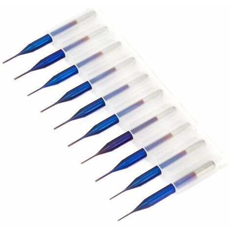 10pcs Cône Fraise en Carbure, Forets Fraises à noyer de Tungstène Bleu Enduit Fraises en Bout pour Machine de Gravure Carte de Circuit Imprimé SCM (0.6mm) (1/5)