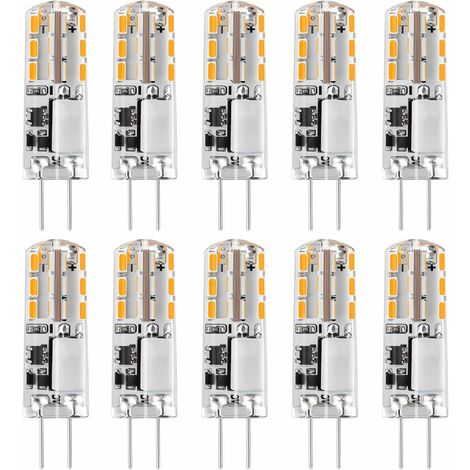Ampoules LED G4 12V AC/DC Blanc Chaud 3000K 120LM,2 W,15-20W Halogène G4 Capsule de Remplacement à Deux Broches Type JC à Économie D'énergie,Non Variable Lumière(10 pcs)