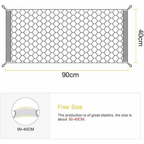 Filet De Coffre Voiture Élastique Avec 4 Crochets - Nylon Renforcé Pour Rangement Arrière (Noir)