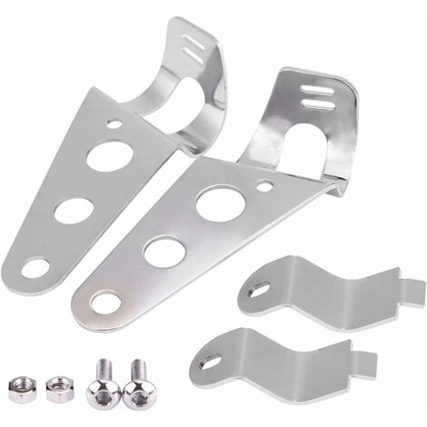Support de Phare de Moto 2pcs Diamètre de la Fourche 28mm-34mm Moto Support de Phare en Acier Inoxydable(Argent) (1/5)