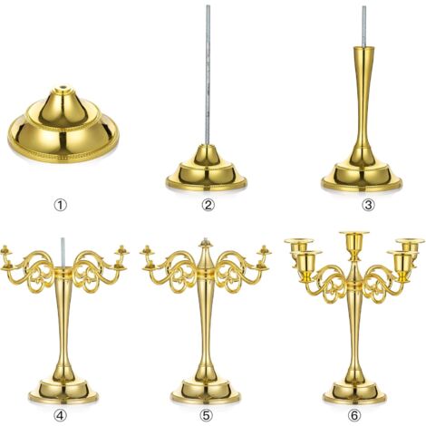Elechood Lot de 3 bougeoirs coniques dorés de différentes tailles, 33/29/24 cm, chandeliers vintage pour la Saint-Valentin, Noël, fête de mariage, salle à manger