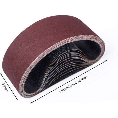 Bande Abrasive 75 x 457 mm, Bandes Abrasives Mixte (3x grains 80/120/150/240/400) pour Ponceuses à Bande（15 pièces ）