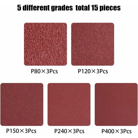 Bande Abrasive 75 x 457 mm, Bandes Abrasives Mixte (3x grains 80/120/150/240/400) pour Ponceuses à Bande（15 pièces ）