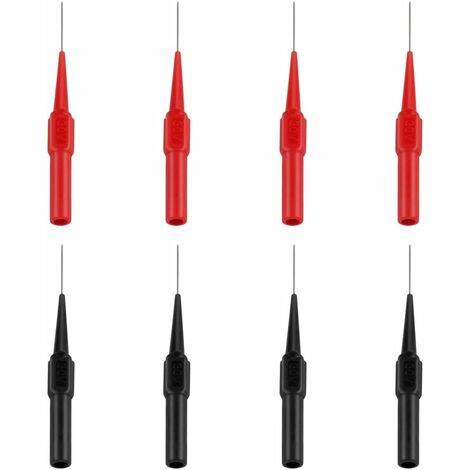 8PCS Sonde De Test, Cordons De Test Multimètre En Acier Inoxydable Sondes De Teste Câble Testeur Multifonction Pour Multimètres Laboratoires Électriciens(Rouge Et Noir) (1/5)
