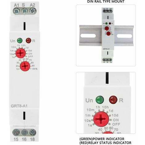 Commutateur de Relais Temporisé AC 220V GRT8-M1 Montage sur Rail