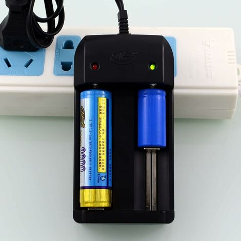 Chargeur de batterie au lithium-Double chargeur de batterie compatible avec 26650 22650 18650 18350 17500 16340 14500 10440 1001-0050 et AA/AAA Chargeur universel double fente pour NI-MH Batteries