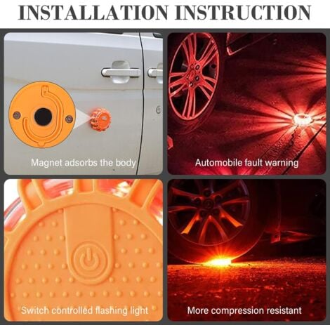 Gyrophare LED 1 pcs, Balise de Signalisation Lumineuse, Lumière d'urgence d'Avertissement, éclairage d'urgence avec Base Magnétique et 9 Modes Clignotant pour Voiture, Camion Bateau