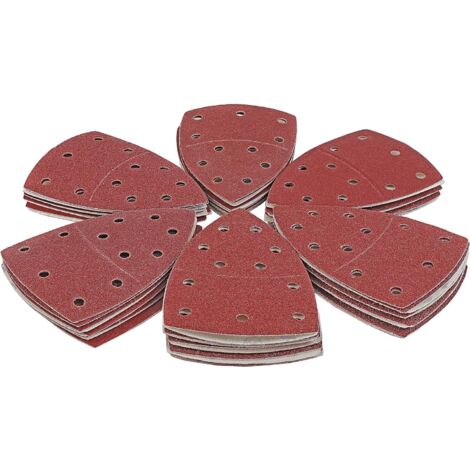 Kit 60 Feuilles Abrasives Triangles Pour Ponceuse Delta - 6 Grains P40 à P240 - 105x152 Mm Avec 11 Trous Pour Aspiration