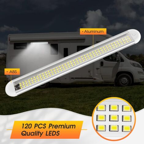 Plafonnier LED 12V Pour Camping-car - 54 LEDs - 600LM - 3 Modes De Lumière - Interrupteur Et Télécommande - Pour Voiture, Bateau, Caravane