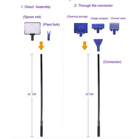 Kit de nettoyage d'aquarium 5 en 1 et nettoyeur de gravier pour aquarium - Pompe à siphon manuelle pour vider et remplacer votre eau en quelques minutes