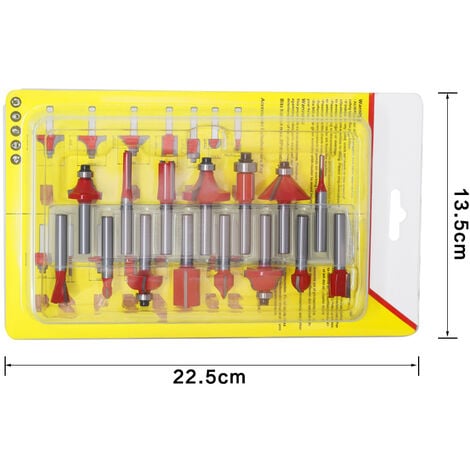 15 PièCes Fraise Defonceuse 8mm, Fraise Bois, Fraise a Copier en Carbure de  TungstèNe, Rouge Fraises à Rainurer pour DéFonceuse, Kit Fraise Defonceuse  pour Travail du Bois,avec La Caisse en Bois 