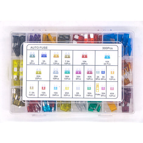 300 Pièces Fusibles de Voiture, Fusible de Lame, Fusible à Lame Standard, Mini Kit de Fusibles, Kit de Fusibles Standard Mini La Norme Professionnel Multicolore Fusible pour Voiture, Camion, Bateau