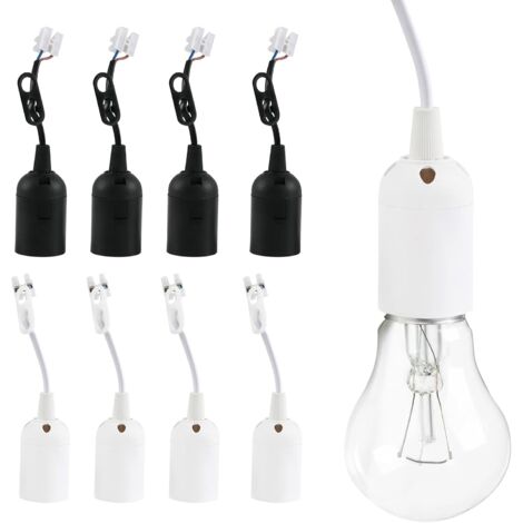 Douilles de Lampe E27, 8 Pcs Support Lampe Douille, Base DAmpoule en Plastique avec Câble, pour Les Cuisines de Bureaux, lÉclairage de Croissance Des Plantes et La Lumière DAquarium