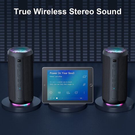 Enceinte Bluetooth étanche IPX7 - Haut-parleur Portable Avec Basses Puissantes, Lumière RGB, Autonomie 10h, TWS - 9