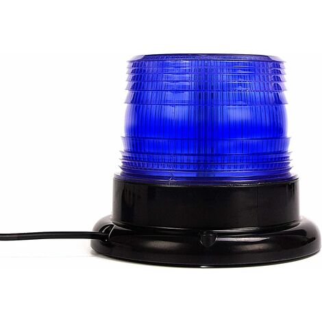 Gyrophare Bleu LED, Phare d’Avertissement Clignotant magnétique pour véhicule avec Prise Allume-Cigare 12-80V