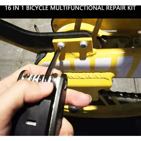 Kit d'outils de réparation de vélo 16 en 1 compact et robuste