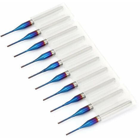 10pcs Cône Fraise en Carbure de Tungstène Bleu Enduit Fraises en Bout pour Machine de Gravure Carte de Circuit Imprimé SCM (0.8mm) (1/5)