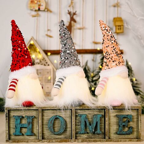 3Pc Gnome De Noel Lumineux,Lutin Farceur De Noel En Peluche,Lutin De Noel Decoration Gnome,Mini Elfe De Noel, Suédois Faits à La Main De Pere Noel Deco,Pour Décoration De Noel Et Décoration De Table