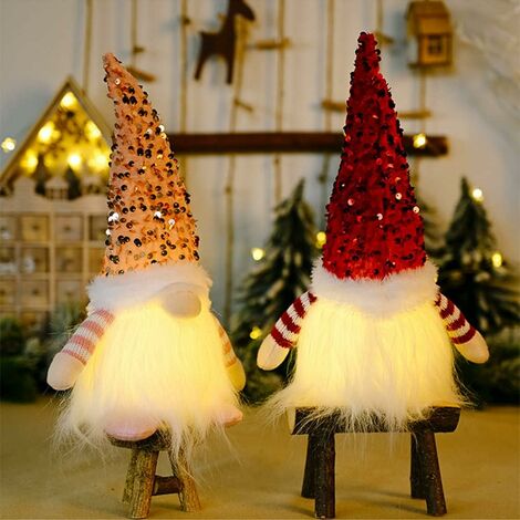 3Pc Gnome De Noel Lumineux,Lutin Farceur De Noel En Peluche,Lutin De Noel Decoration Gnome,Mini Elfe De Noel, Suédois Faits à La Main De Pere Noel Deco,Pour Décoration De Noel Et Décoration De Table