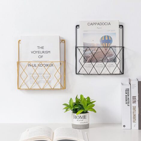 Porte Magazine Métal Triangle Doré - Étagère Iron Art Bookshelf Pour Bureau Et Rangement Livres