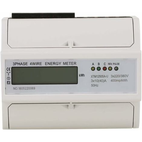 3 x 220V / 380V KWh Mètre Électrique Rail Compteur d'Énergie Numérique LCD Triphasé 4 Fils 7P Électronique(30(100) A),1pcs (1/5)