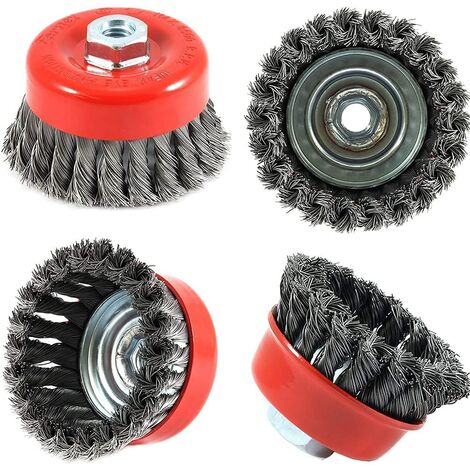 Brosse Métallique Torsadée Pour Meuleuse D'angle 100 Mm - Filetage M14 X 2 - Élimination Efficace De La Rouille Et De La Peinture - Qualité