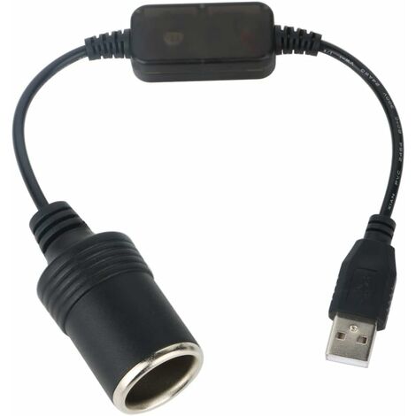 Convertisseur de Cble USB A mle vers Allume-Cigare Femelle 12V, Voiture  Femelle Convertisseur, Voiture Cigarette Allume Socket pour GPS E-Chien