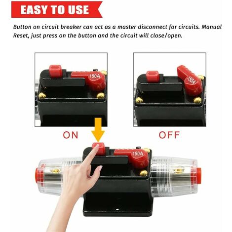 Interrupteur Réinitialisation Manuelle 24V DC Auto Disjoncteur Protection De Voiture 12V 24V DC Avec Commutateur Manuel De Réinitialisation De Disjoncteur Pour Onduleur Solaire Bateau