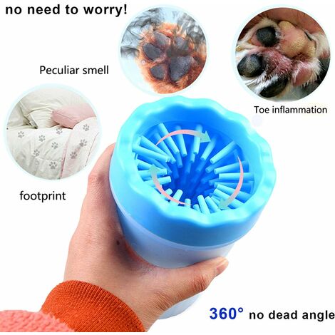 Nettoyeur De Patte pour Chien, Portable Laveur De Patte De Chien, Upgrade Dog Paw Cleaner, Portable Laveur De Patte De Chien Brosse De Nettoyage pour Animal(Bleu)
