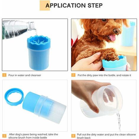 Nettoyeur De Patte pour Chien, Portable Laveur De Patte De Chien, Upgrade Dog Paw Cleaner, Portable Laveur De Patte De Chien Brosse De Nettoyage pour Animal(Bleu)