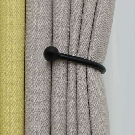2 Pièces Retenues de Draperie de Rideau Crochets Décoratifs pour Fenêtre Embrasses à Rideaux Crochets de Retenue de Rideau en Métal pour Crochets de Rideaux Lourds et Légers Crochet - Noir