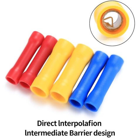 Lot 200 Connecteurs à Sertir Non Isolés Cuivre - Manchons Sertissage Électrique DIY Auto Maison