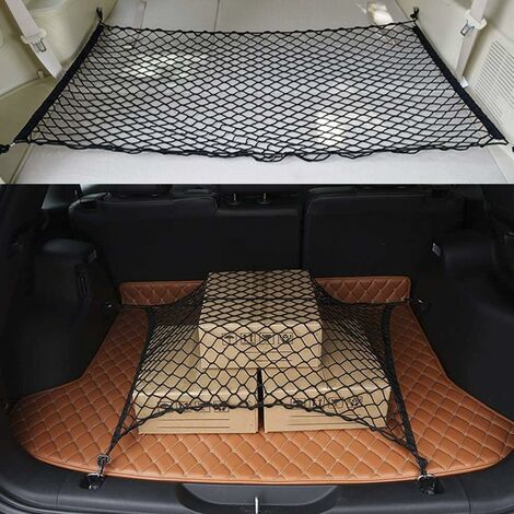 Filet à Bagages Pour Coffre De Voiture - 80x100 Cm (Extensible 144x180 Cm) - 4 Mousquetons - Fixation Bagages, Sécurité