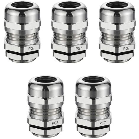 5 Pièces PG7 Presse Etoupes, IP68 Niveau Connecteurs de Câble Etanches, 12,5 MM Laiton Connecteurs de Câble Etanche à la Poussière, Peut Etre Utilisé pour des Câbles de 3-6,5 MM Rejoindre