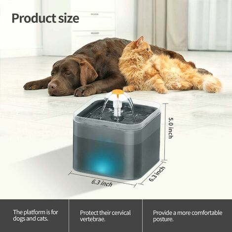 Fontaine à Eau pour Chat Chien avec LED, Distributeur Eau Automatique Ultra Silencieuse Capacité 2L