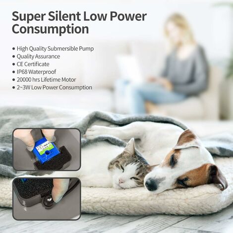 Fontaine à Eau pour Chat Chien avec LED, Distributeur Eau Automatique Ultra Silencieuse Capacité 2L