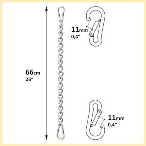 Chaîne D'Extension Acier Inox 304 Avec 2 Mousquetons - Longueur 78 Cm, Charge Max 200 Kg - Pour Hamac, Chaise Suspendue, Balançoire - 6