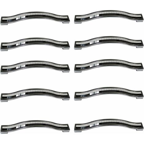Lot de 10 poignées de tiroir en alliage strass cristal pour commode armoire de cuisine placard, noir et blanc, 128MM-10PCS