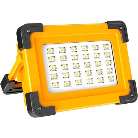 Projecteur LED Rechargeable Projecteur Chantier 60W Lampe Led Rechargeable 3 Modes Luminosité Lamp de Travail avec Batterie 6600mAh pour Camping, Bricolage