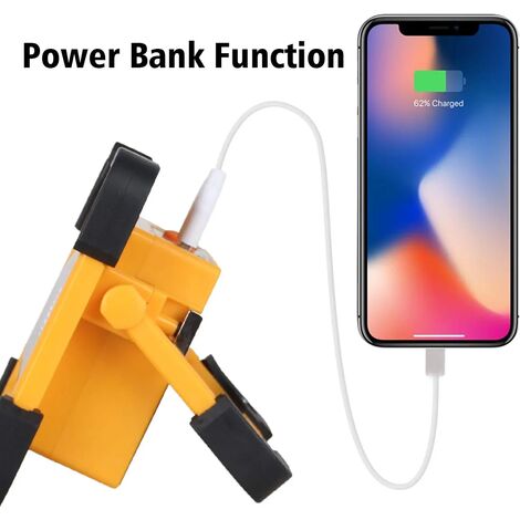 Projecteur LED Rechargeable Projecteur Chantier 60W Lampe Led Rechargeable 3 Modes Luminosité Lamp de Travail avec Batterie 6600mAh pour Camping, Bricolage