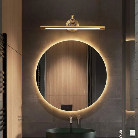 Lampe de Miroir Salle de Bain LED Vintage Appliques Éclairage de Salle de Bain Laiton IP44 Imperméable Éclairage pour Coiffeuse Lampes pour Miroir Cosmétique, lampe miroir européenne rétro，8W 630LM 40